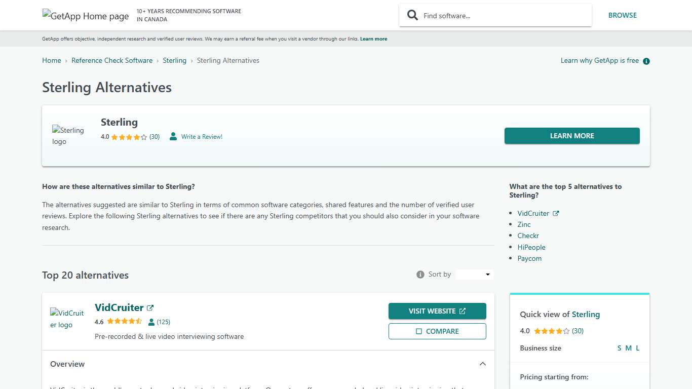 Top 20 Sterling Alternatives | GetApp Canada 2026