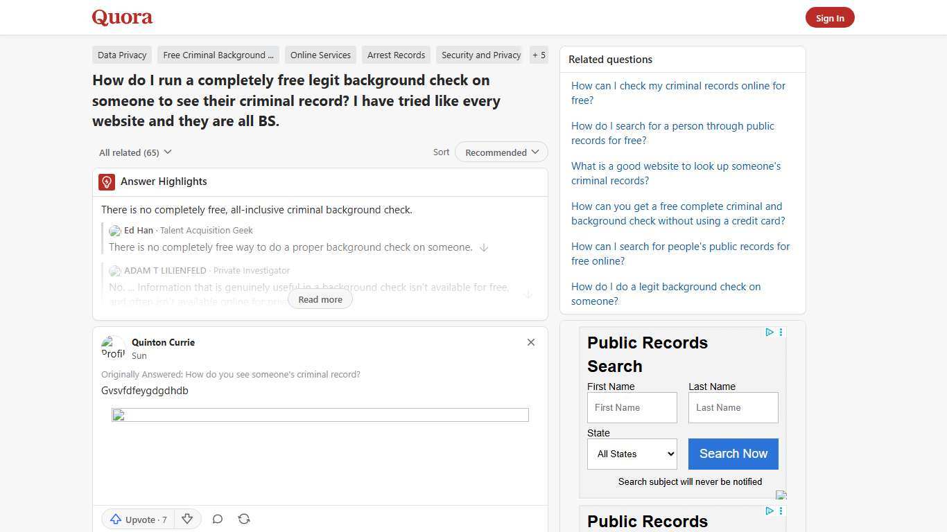 How to run a completely free legit background check on someone to see their criminal record - Quora